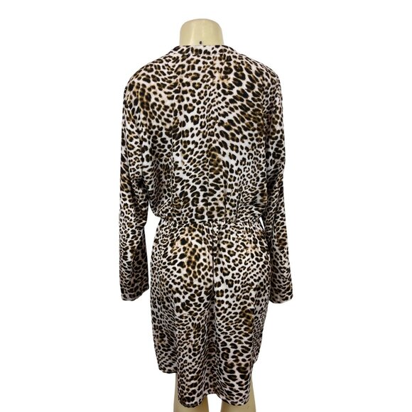 All in Favor Women's Leopard Print V Collar Loose Dress Sz XL - Picture 3 of 9